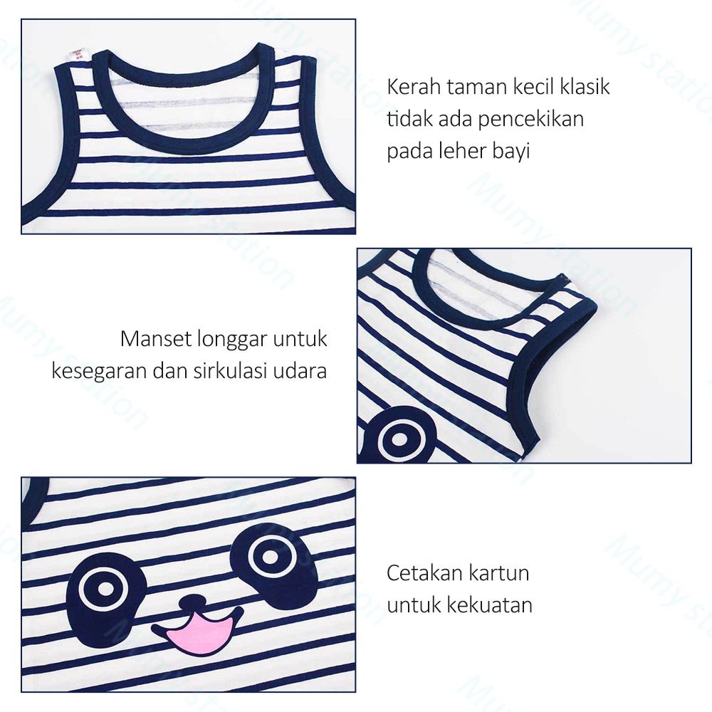 Mumystation 0-2Tahun Setelan Anak Bayi Tanpa Lengan Dan Celana Pendek/Kaos Oblong Bayi