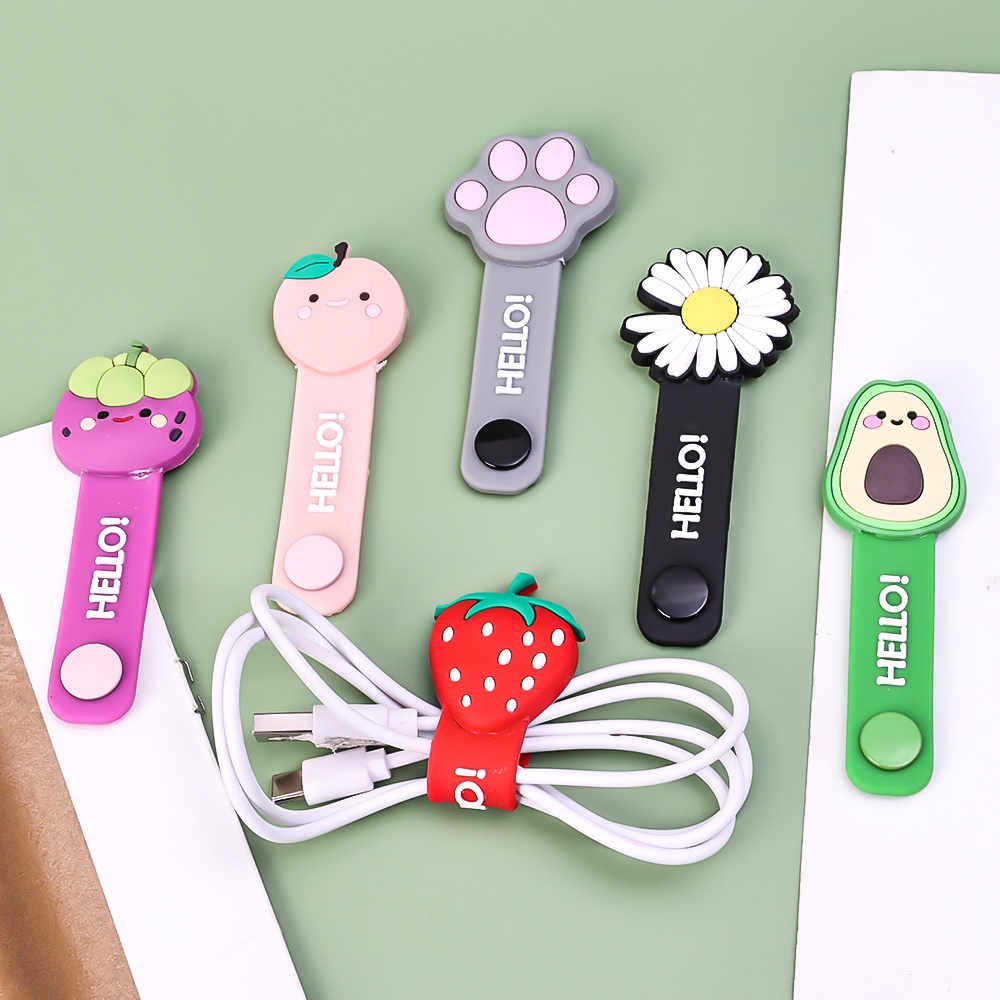 Kreatif Kartun Buah Buahan Bunga Pelindung Kabel Kawat Penggulung/Jalur Data USB Charging Cord Penutup Pelindung Earphone Cables Organizer