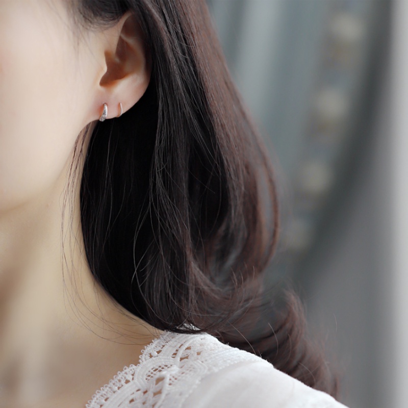 Roselife Korea s925 Perak Musim Semi Stud Anting-Anting Untuk Wanita Gadis Elegan Tindik Spiral Anting-Anting Trendi Pakaian Sehari-Hari Telinga Perhiasan Hadiah