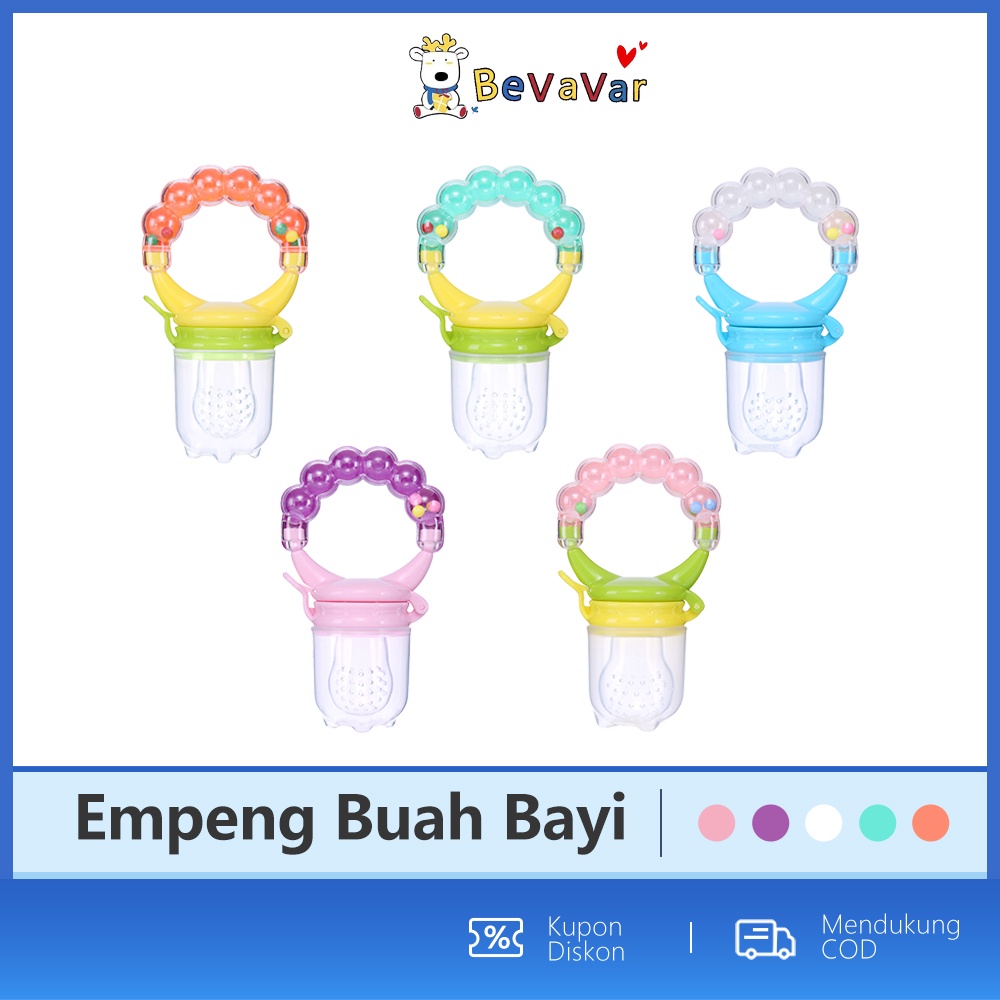 BEVAVAR Dot Buah Bayi BPA Free Empeng Buah Bayi Silikon Baby Fruit Food Feeder Rattle Teether Bayi