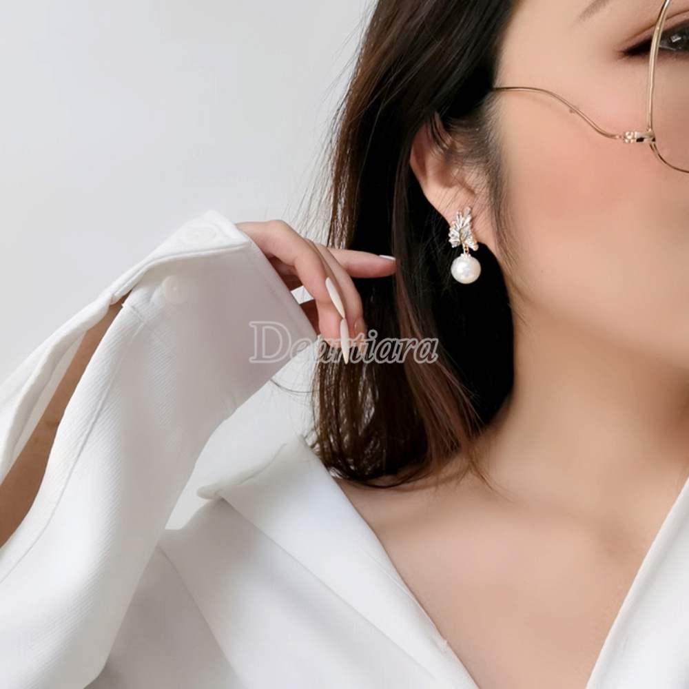 Temperamen Anting Fashion Wanita Anting Mutiara Imitasi Indah Anting Gandum Anting Zirkon