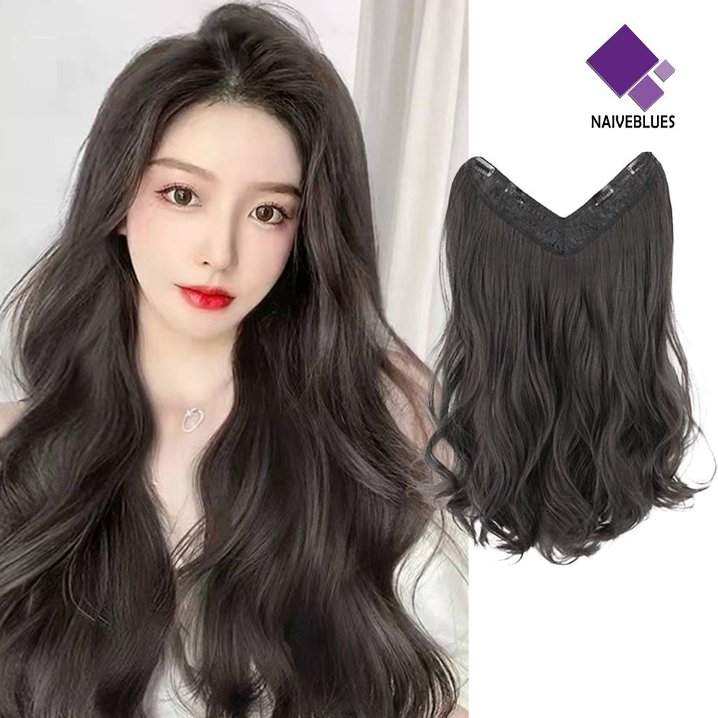 &lt; Naiveblues &gt; Wig Piece No Perm Fluffy Mensimulasikan U-Shaped Menebal Seamless One Piece Curly Partial