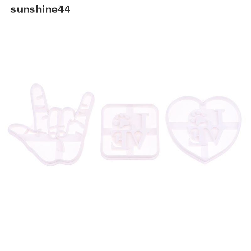 Sunshine Love You Heart Hand Gesture Diy Cetakan Fondant Pemotong Kue Kering Plastik Putih ID