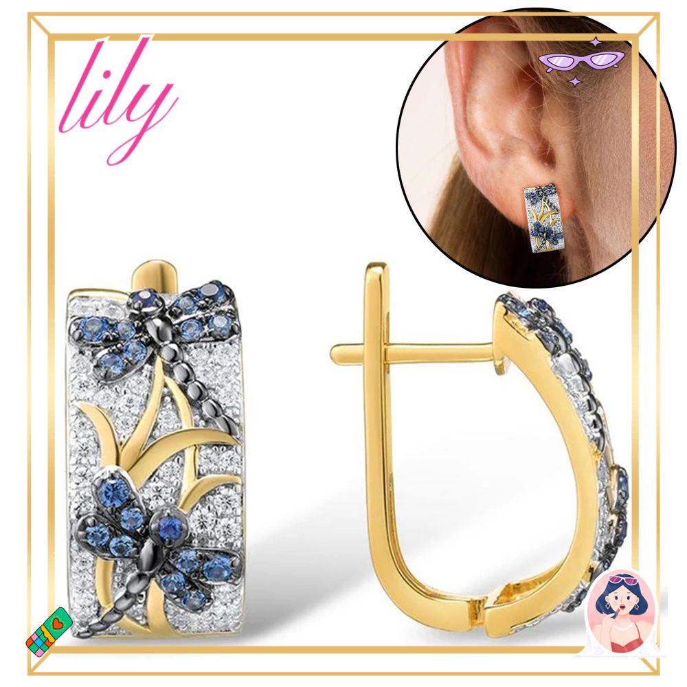 Lily Cincin Anting Wanita Hadiah Tunangan Pesta Ulang Tahun Motif Capung