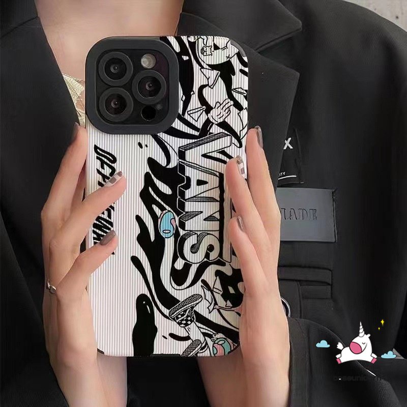 IPHONE Casing Kompatibel Untuk Iphone7 8 Plus 11 12 13 14 Pro MAX XR X XS MAX 7Plus 8Plus Tekstur Kulit Mewah Trendi Merek V.ANS Kartun Anime M.ARVEL Lembut Shockproof Back Case