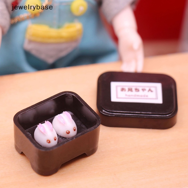 [jewelrybase] 1set 1: 12rumah Boneka Miniatur Kotak Makan Dengan Model Dessert Kelinci Bunny Bento Box Dekorasi Dapur Mainan Aksesoris Rumah Boneka Butik