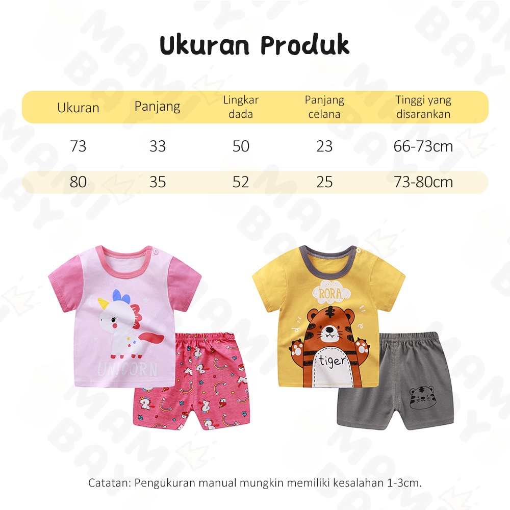 OKEYI Setelan Baju Bayi Lengan Pendek Motif Lucu Kaos Anak Bayi Set Import 0-1Tahun