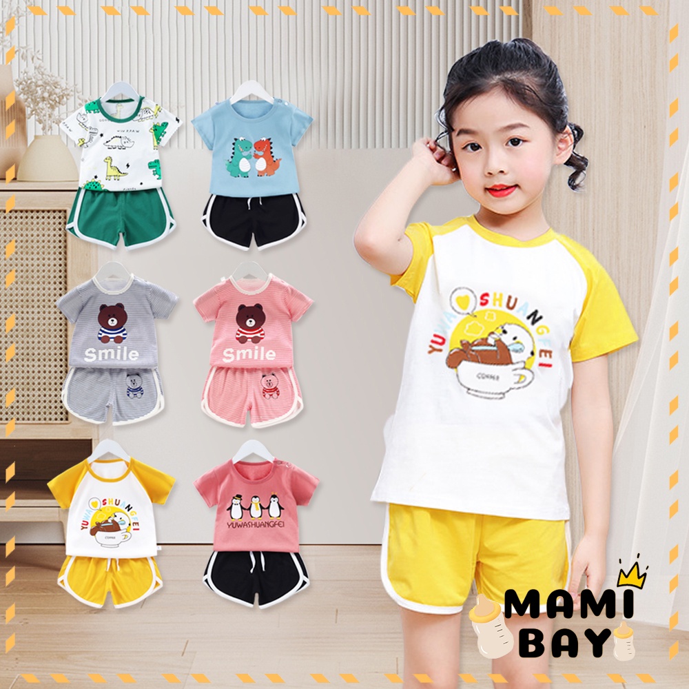 OKEYI Baju Bayi lengan pendek Set Motif Lucu Kaos Bayi Import Setelan Baju Bayi 0-2Tahun