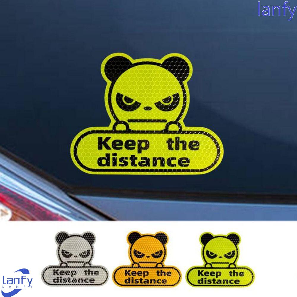 Lanfy Jaga Jarak Stiker Self-Adhesive Fluorescent Aksesoris Motor Dekorasi Kaca Dekorasi Aksesori Goresan Cover Mobil Panda Decal