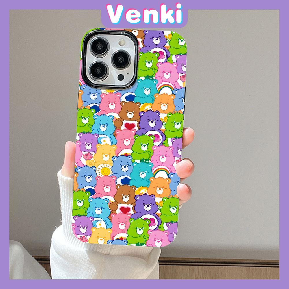 VENKI - For iPhone 14 Pro Max Glossy TPU Phone Soft Case Candy Color Bear Back Camera Protection Shockproof Compatible with iPhone 13 Pro max 12 Pro Max 11 xr xs max 7Plus 8Plus