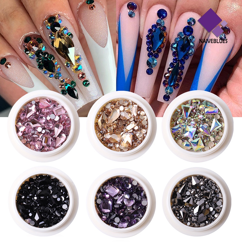 [naiveblues] Dekorasi Kuku Indah DIY Ringan Nail Art Berlian Imitasi Untuk Wanita