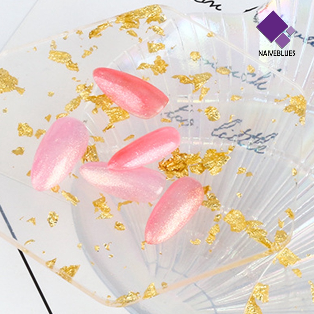 [naiveblues] Nail Art Palet DIY Permukaan Halus Warna Firmness Yang Baik Transparan Golden Nail Foto