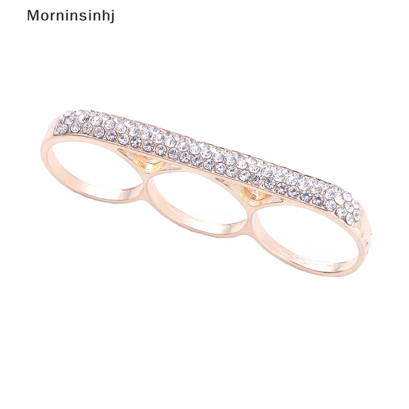 Mornin Fashion Tiga Jari Knuckle Duster Ring Minimalis Stainless Steel Bar Ring Perhiasan Hadiah id