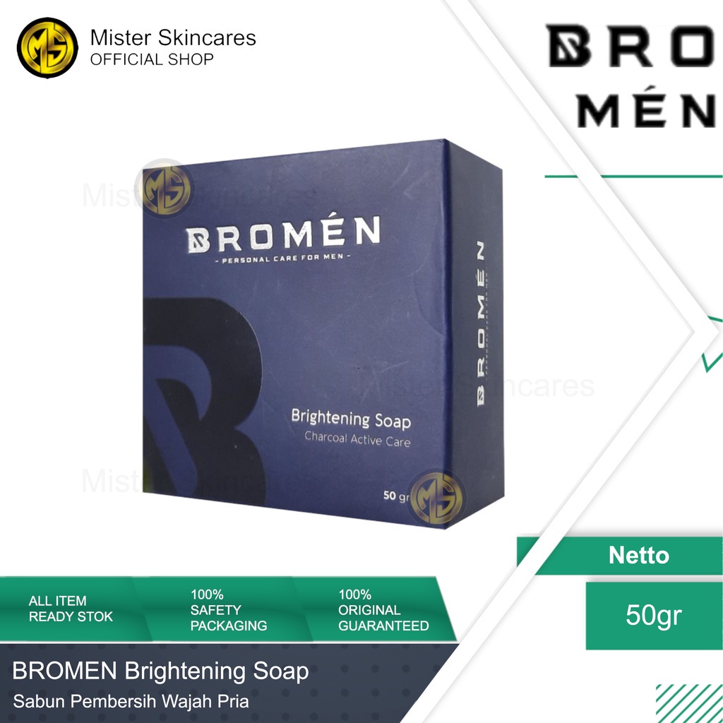 Bromen Brightening Soap - Sabun Muka Pria untuk Kulit Cerah &amp; Bebas Jerawat