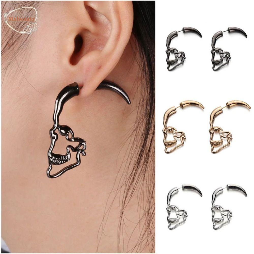 Mxbeauty Anting Tusuk Tengkorak Warna Solid Kepribadian Halloween Perhiasan Pesta Desain Fashion Temperamen Wanita Earrings