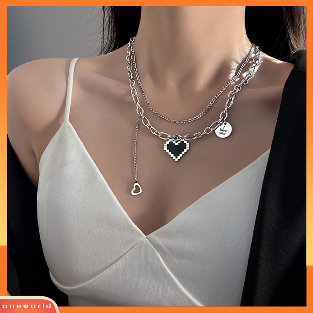 [EONE] Wanita Kalung Multilayer Perhiasan Berlapis Hip Hop Adjustable Kalung Hadiah Ulang Tahun