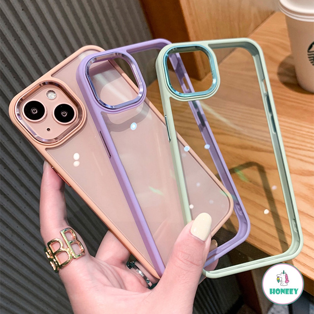 IPHONE Casing Ponsel Electroplate Len Mewah Kompatibel Untuk Iphone14 13 12 11 Pro Max8 7 Plus X XS XR Mulus Slim Shockproof Back Cover