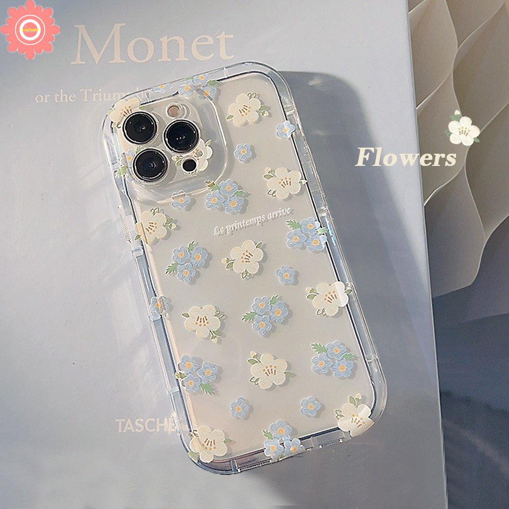 IPHONE Clear Fresh Flowers Gelang Case Kompatibel Untuk Iphone11 7Plus XR 6 6S Plus 14 13 12 Pro MAX X XS MAX Musim Panas Bunga Lembut Tpu Shockproof Airbag Phone Cover