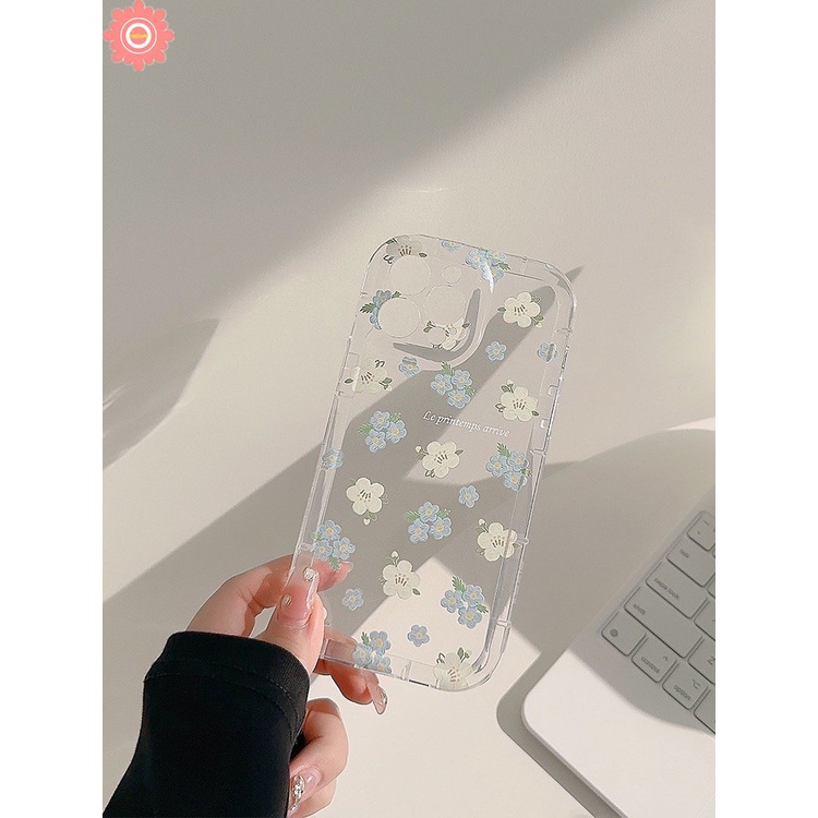 IPHONE Clear Fresh Flowers Gelang Case Kompatibel Untuk Iphone11 7Plus XR 6 6S Plus 14 13 12 Pro MAX X XS MAX Musim Panas Bunga Lembut Tpu Shockproof Airbag Phone Cover