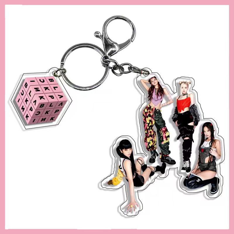 1pc Gantungan Kunci Akrilik Hitam-PINK Black PinkKey Ring Gantung JISOO JENNIE LISA ROSE