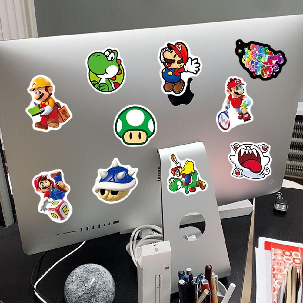 Fishstick Super Mario Stiker Tahan Air Perlengkapan Pesta Interaktif Laptop Sekolah Hadiah Kado Super Mario Bros Anime Peripheral Kartun Alat Tulis Sticker
