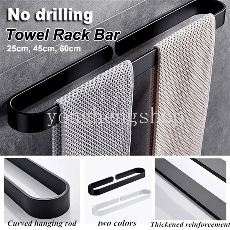 30-60 cm Ruang Aluminium Rak Handuk Bebas Pukulan Dinding Yang Dipasang Towel Bar Batang Gantungan Handuk Holder Sandal Rak Penyimpanan Kamar Mandi Organizer