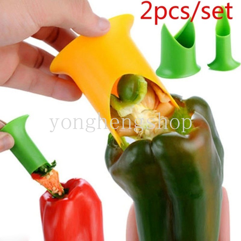 2pcs/set Kreatif Pepper Corer Cabai Paprika Buah Sayuran Benih Remover Tomat Coring Perangkat Dapur Gadget Warna Acak