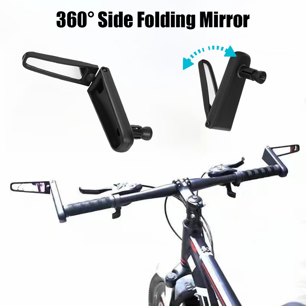 1pc Kaca Spion Grip Lipat Sepeda360° Rotasi Stang Cermin Adjustable Back Sight Reflektor Hidden Sepeda Gunung Back Mirror MTB Safety Konversi Aksesoris