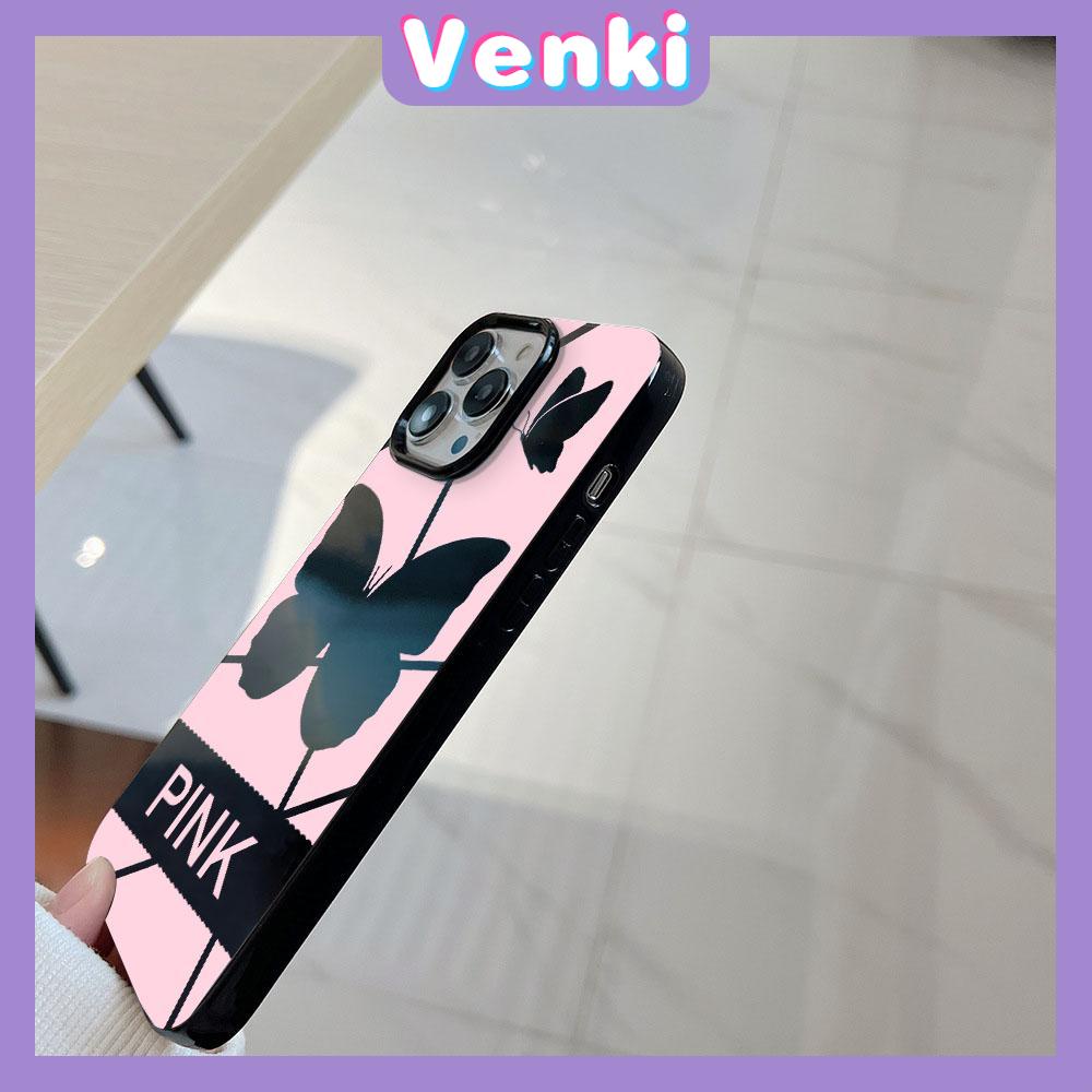 VENKI - For iPhone 11 iPhone Case Black Glossy TPU Soft Case Shockproof Protection Camera Beautiful Butterfly Compatible with iPhone 14 13 Pro max 12 Pro Max xr xs max 7Plus 8Plus