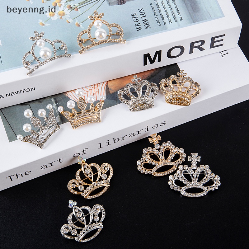 Beyen Fashion Mahkota Bros Berlian Imitasi Pin Gaun Dekorasi Gesper Pin Perhiasan Aksesori ID