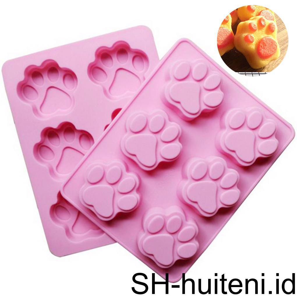 Silikon 6rongga Bentuk Cakar Kucing Cetakan Kue Gula Kue Coklat Fondant Mold Kitchen Baking Tools