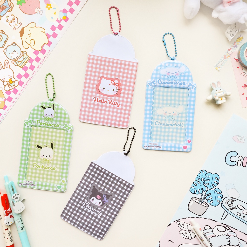 Galicici New Sanrio Checker Collection Card Case/Kuromi Lucu/Pochacco Student ID Polaroid Pelindung Case