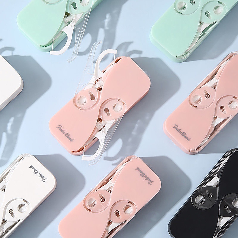 1pc Dental Floss Portable Dispenser Case Dengan 12pcs Dental Floss Kotak Penyimpanan Benang Gigi pop-up Otomatis