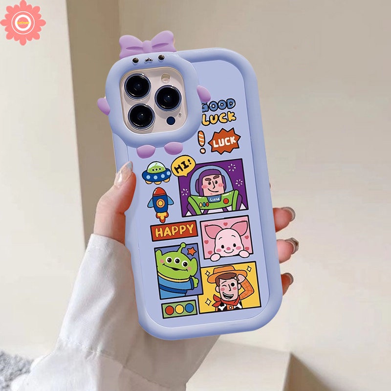 Casing Toy Story Lucu Untuk Vivo Y35 Y02s Y21 Y22s Y16 Y11 Y22 Y15 Y15s Y17 Y20 Y33s V25E Y91 Y12i Y12 V25 V23 Y31 Y55 Y75 Y51 Y15A V23E Y30 Kartun 3D Busur Monster Kecil Lensa Tpu Case