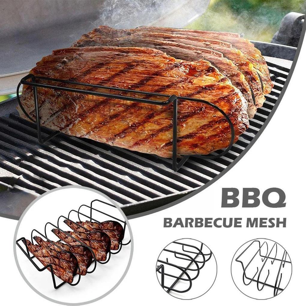 Rak Daging Panggang Daging BBQ Rib Steak Anti Lengket Stand Square Holders Roasting Grill Alat Untuk Rak Taman Dapur