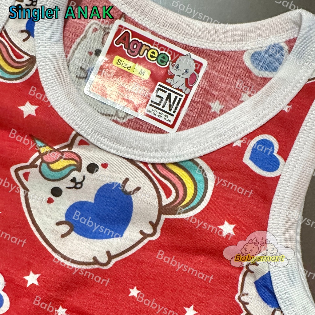 Babysmart - 3 PCS Kaos Singlet/Kutung Bayi/Anak Laki/Perempuan Motif UNICORN SG-SM004 AGREE KIDS Size S, M, L, XL, XXL