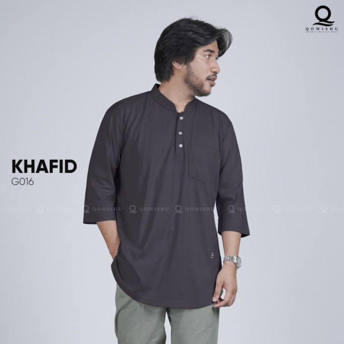 Baju Koko Kurta Kaos Muslim Pria Khafid Size M - XXL - Putih, M