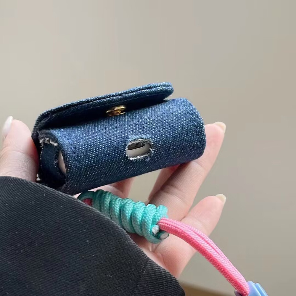 Bordir Flip Over Bluetooth Headphone Cove AirPods Headphone Protection Case Dekoratif Case Portable Dan Anti Rontok Tali Headphone