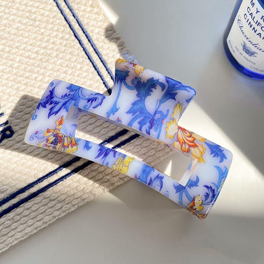 Fishstick Gaya Korea Cakar Rambut Gadis Manis Klip Hiu Bunga Porselen Klip Grab Besar Untuk Hiasan Kepala Wanita