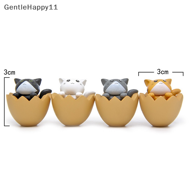 Gentlehappy 4PCS/lot Kartun Telur Kucing Malang Kotak Model Kitten Patung Kecil DIY Kucing Miniatur id