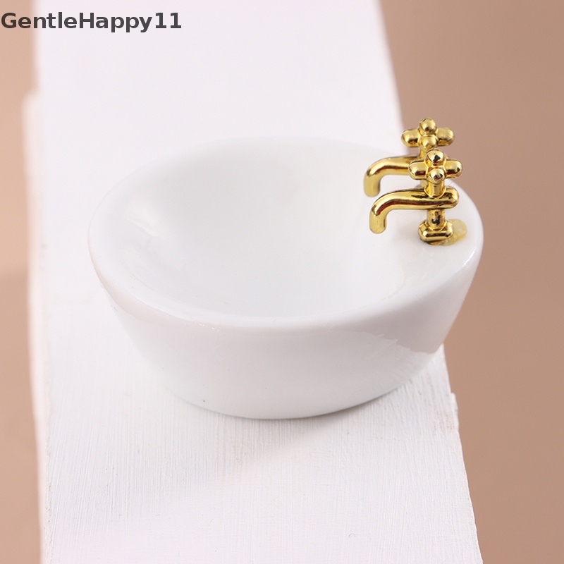 Gentlehappy 1: 12rumah Boneka Miniatur Keramik Wastafel Kamar Mandi Model Furniture Decor id