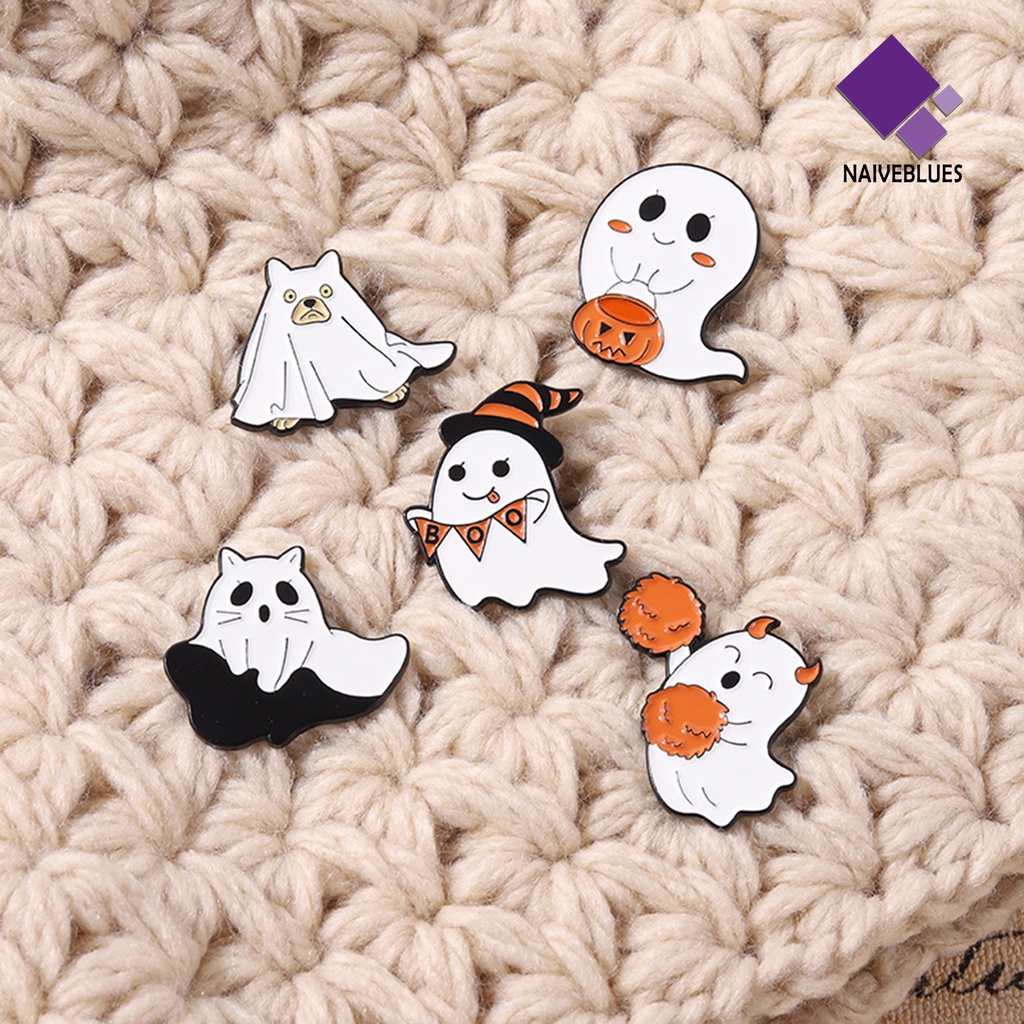 &lt; Naiveblues &gt; Halloween Bros Kepribadian Indah Tahan Lama Ringan Pakaian Nakal Kokoh Bentuk Hantu Pin Halloween
