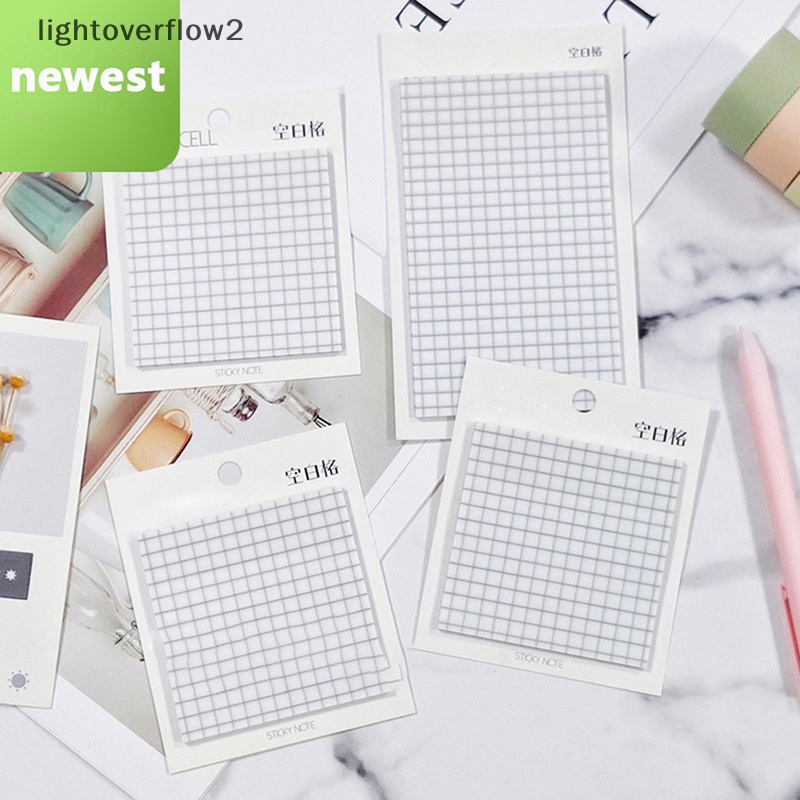 [lightoverflow2] Kreatif Garis Horizontal Grid Transparan Sticky Note Tahan Air Penanda Siswa Grid Scratchpad Memo Pad Sticky Stationery [ID]