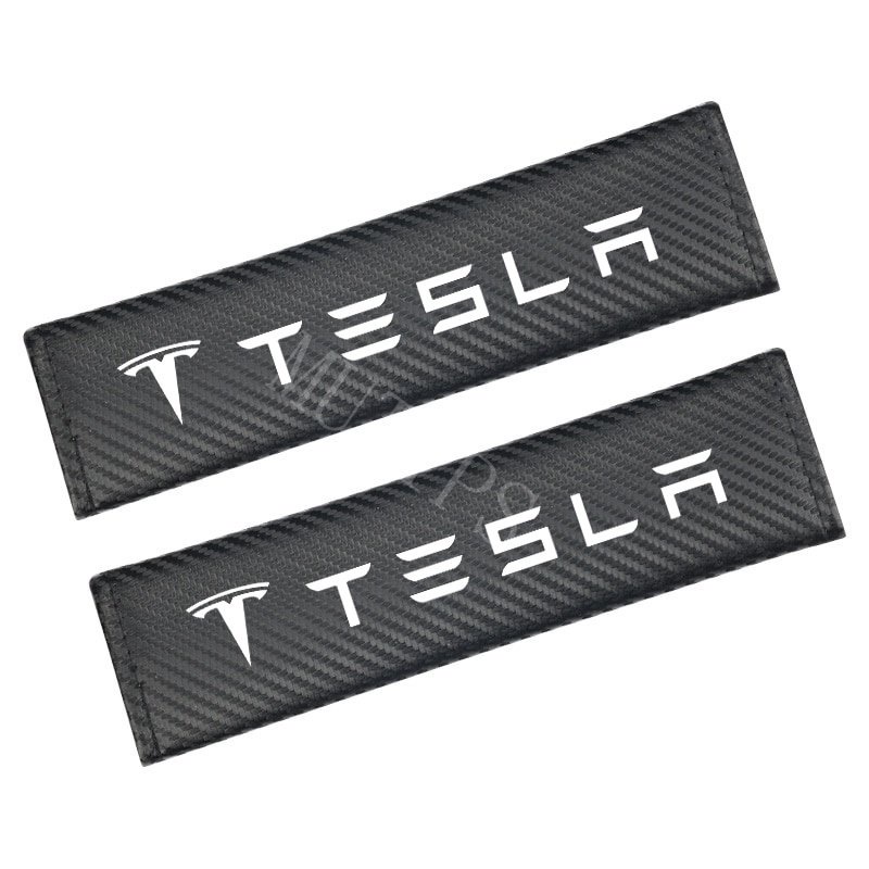 Tesla 2Pcs Pad Bahu Pelindung Sabuk Pengaman Serat Karbon Untuk Model 3xxy S