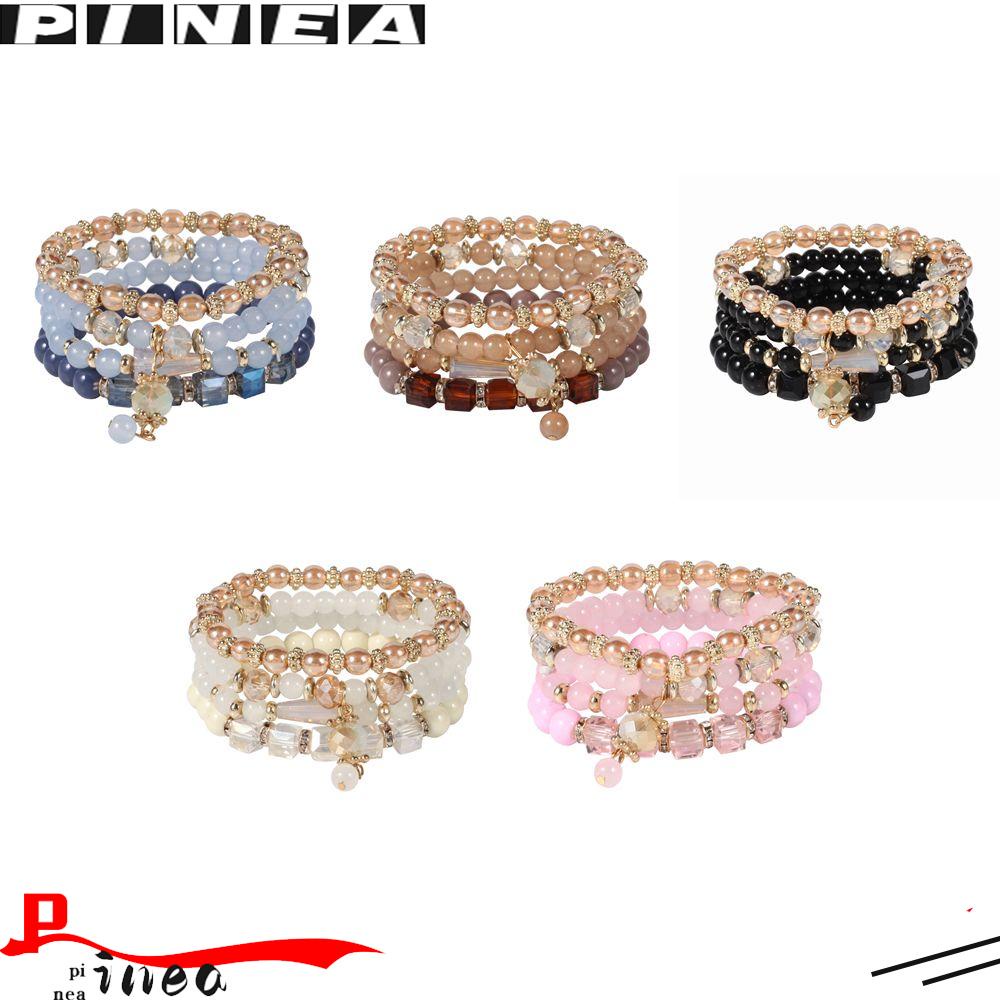 Nanas 4pcs/set Gelang Perhiasan Hadiah Pantai Bohemian Musim Panas Manik-Manik Kristal