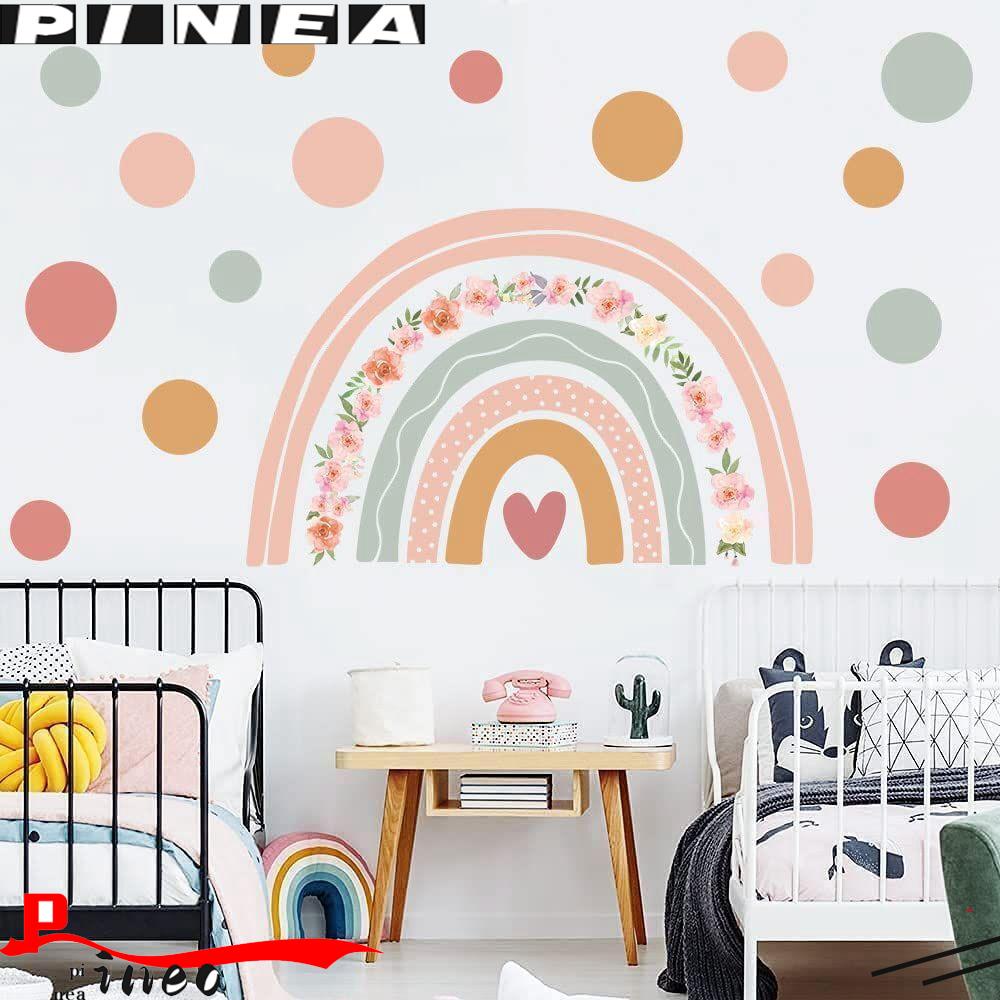 Stiker Dinding Nanas Hiasan Rumah Dekorasi Kamar Tidur Wave Point Rainbow Samping Tempat Tidur Background