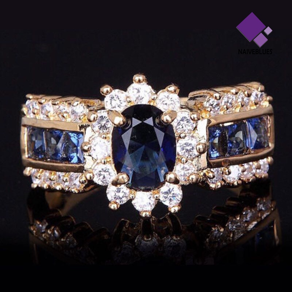 &lt; Naiveblues &gt; Wanita Vintage Cubic Zirconia Bertatahkan Band Jari Cincin Pernikahan Perhiasan Hadiah