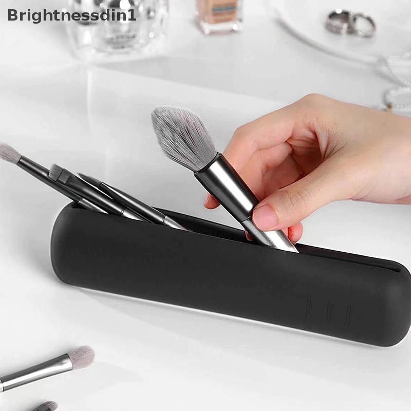 [Brightnessdin1] Kuas Makeup Silikon Portable Travel Makeup Case Tahan Air Tempat Brush Makeup Butik