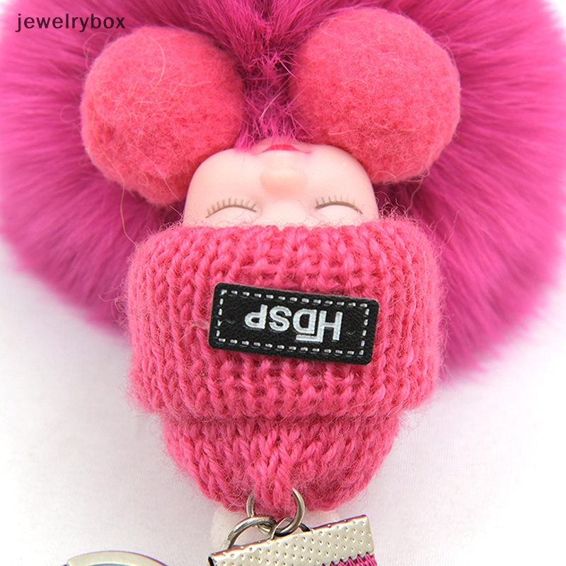 [jewelrybox] Pompom Tidur Bayi Gantungan Kunci Lucu Berbulu Plush Doll Keychains Butik