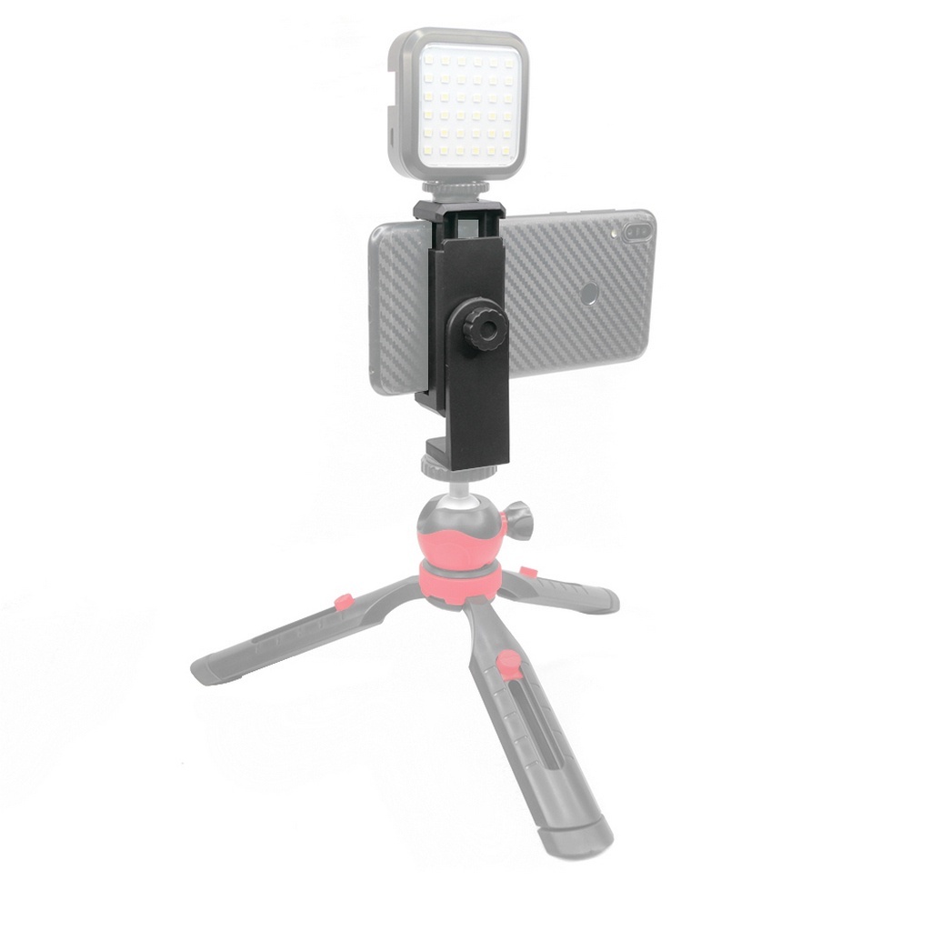 MMM Phone Holder Tripod Adapter 360° Cell Phone Clipper Holder Vertical 360 Rotation Sambungan Tongsis Monopod Tripod U Mount Phone Holder Hp Led Mic Ring Light